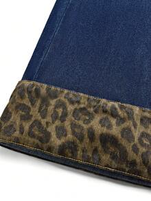 ChillGRL 少女新款黑灰直筒百搭舒适阔腿牛仔裤 - 深色水洗藍 - 查看 4