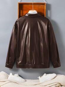 SHEIN Casual Loose Lapel Jacket For Teen Boys - Brown - View 3