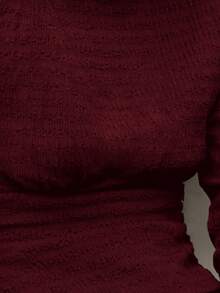 Nöista 镂空细节上衣，褶皱设计，时尚百搭，适合女士春假穿搭，夏季/春假派对穿着。 - 酒紅色 - 查看 6