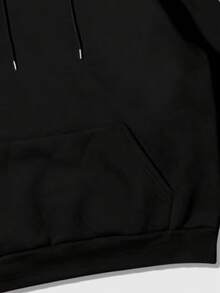 ROMWE MEN Unisex Casual Hoodie With Eye Mask Design, Funny Couple Hooded Sweatshirt - Black - View 3