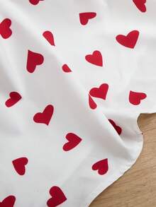 Fashionable, Elegant, Minimalist Design Women's Casual Everyday Dress, Spring/Summer Cherry Dress Valentine's Day Valentine's Day Valentines French Style Dress Heart Dress Puffy Sleeve Dress - White - View 6