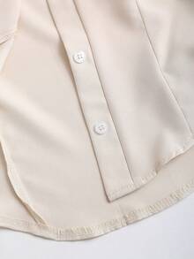 Sweetra Áo kiểu nữ thời trang, thanh lịch, tay phồng, ôm dáng, màu trơn. - Màu be - Xem 4