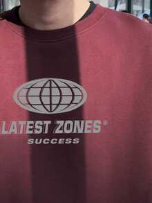 DAZY 男士字母印花圆领短款抓绒套头卫衣，秋冬款 - 彩色 - 查看 6