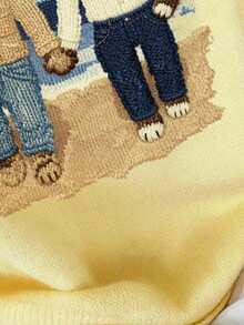 CovetEZ Women's Cream Yellow Teddy Bear Sweater, Cream Yellow Adds Elegant Charm! Super White! Christmas Cute Home Winter Clothes Suitable For Autumn And Winter Wear, Women's Autumn And Winter Series Comfortable Women's Autumn And Winter Clothing, 2025 Autumn And Winter Women's Clothing