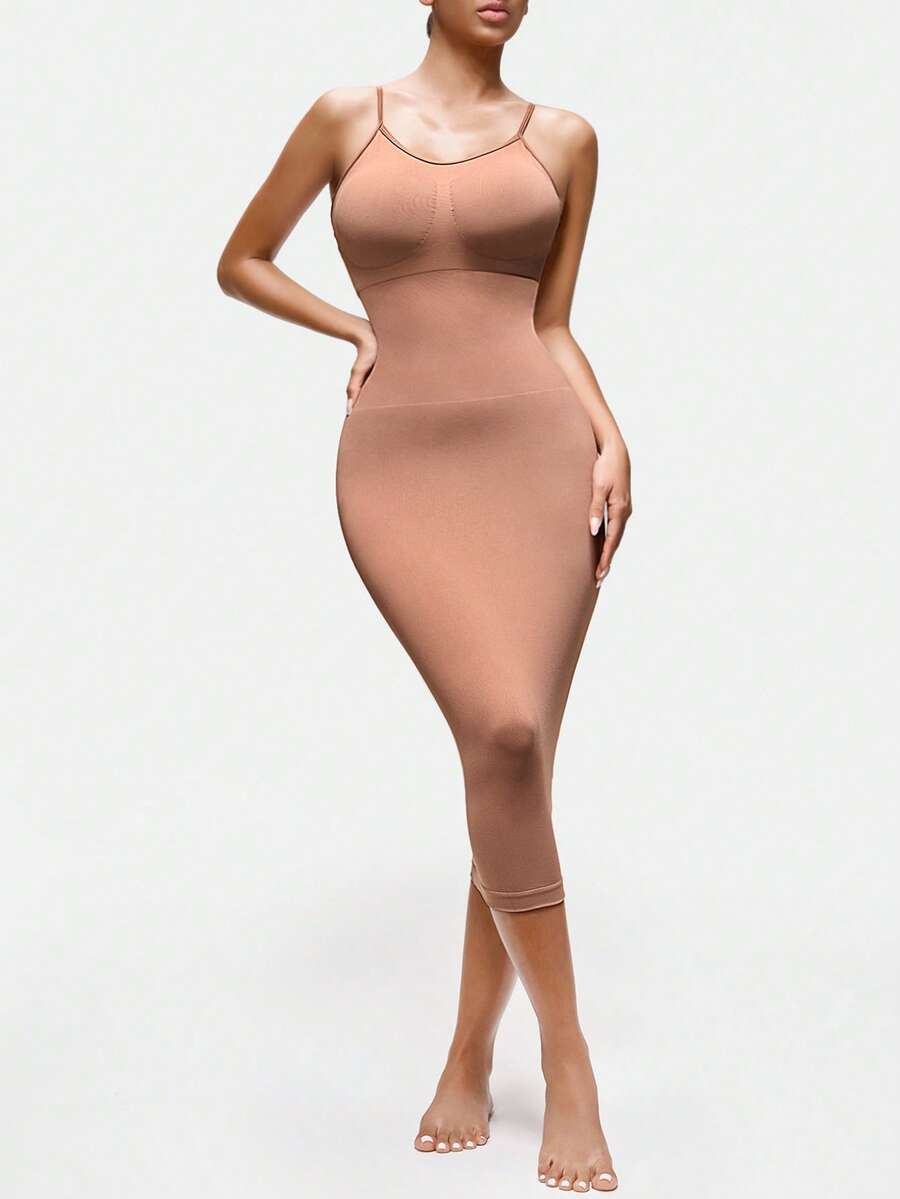 SHAPORA 1 st ärmlös bodycon-klänning för kvinnor - Brun - Visa 1