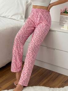 EURMUSE Cotton Women 2 Pcs Heart Pattern Comfort Homewear Long Sleep Sets - Multicolor - View 3