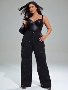 Denimoi Plus Size Simple Fashion Jeans Suitable For Summer - Black - View 3