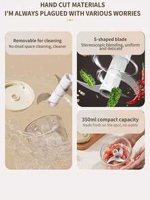 Teckwe MY-13 Three-Blade Strong Wireless Household Electric Garlic Masher, Small Household Meat Grinder, Spice Grinder, 350 Ml Capacity, 500mAh Rechargeable Lithium Battery - Multicolor - View 3