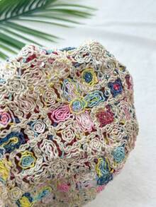 Travachic 女士夏季度假圆领贝壳边饰网纱针织上衣，女士度假休闲套装，适合夏季假期、春假、派对、海滩、春季、情人节、女士情人节、狂欢节服装，优雅，花卉图案，狂欢节，春夏交替，派对，夏季上衣，情人节上衣，女士婚礼宾客上衣，生日上衣，派对上衣，女士优雅上衣，夏季上衣，狂欢节服装，女士墨西哥风情波西米亚风上衣 - 彩色 - 查看 7