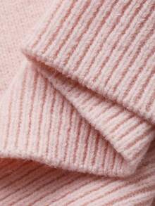 FRIFUL Women's Contrast Color Asymmetrical Shoulder Drop Shoulder Bow Loose Casual Versatile Sweater, Autumn/Fall - Pink - View 8