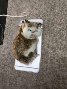 可爱迷你睡猫毛绒玩具天鹅绒柔软填充动物装饰卧室书桌汽车仪表盘缓解压力可爱猫咪收藏礼物送给女性成人爱猫人士情人节礼物