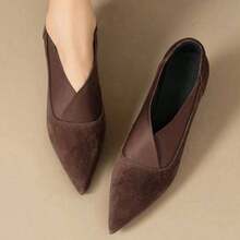 Nuevas botas pequeñas francesas y botas de tobillo temperamento puntiagudo tacón alto mujeres invierno con terciopelo engrosado zapatos de cuero negro, Zapatos de tacón de mujer - Marrón - Ver 4