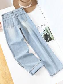 Mezclilla dama Pantalones anchos mujer pantalones vaqueros para mujer pantalones de mujer pantalones vaqueros pantalon de mezclilla dama pantalon de mezclilla dama - azul real - Ver 3