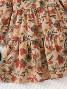 Emery Rose Kids Emery Rose Kids 女童连衣裙，碎花圆领泡泡袖修身休闲A字裙，秋冬新款，适合女童、母女和姐妹穿着。返校季 - 杏色 - 查看 8