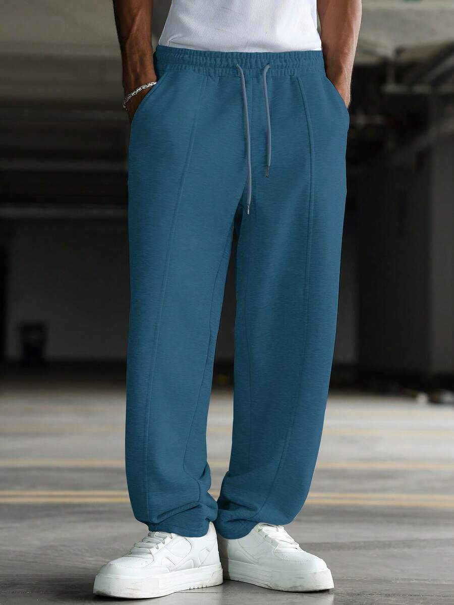 Manfinity Hypemode Young Street-Style Solid Color Casual Sweatpants For Men - Blue - View 1