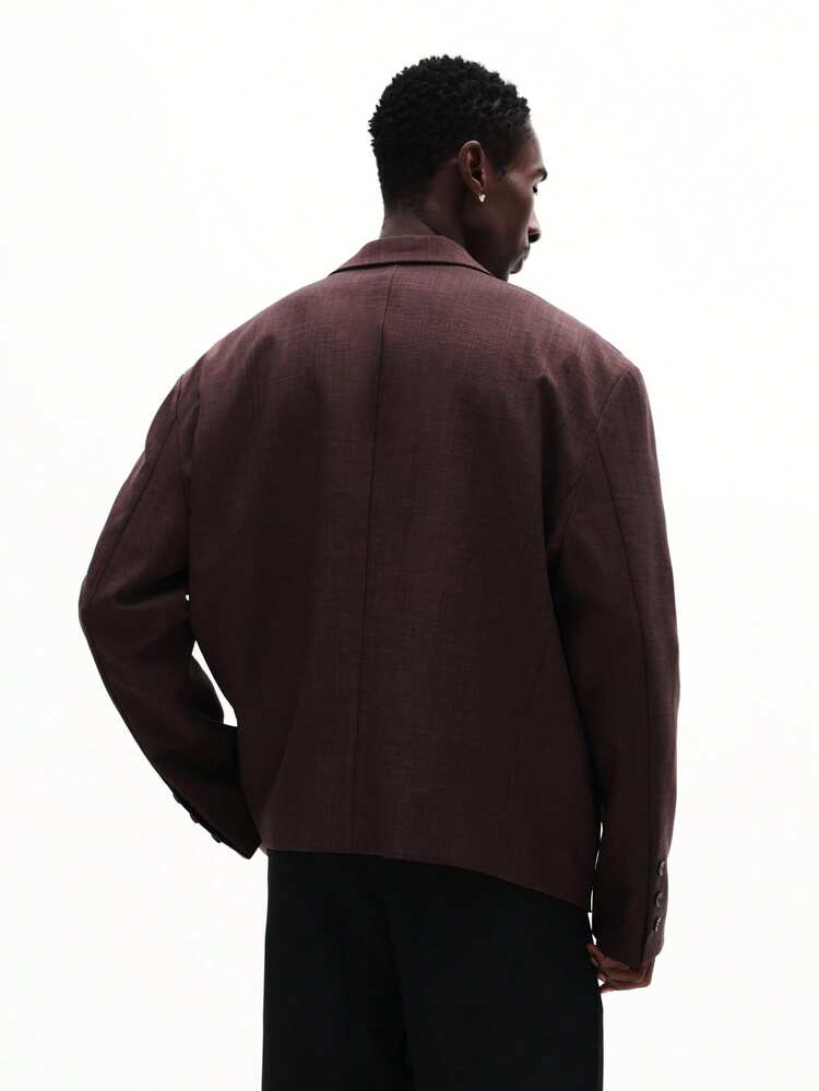 Textured Two Button Blazer With Classic Lapels