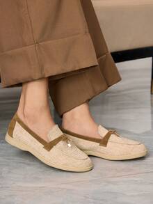 Sleekvia Women's Casual Commuter Loafers With Gold Lock Decor - Camel - View 3