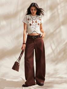 Easelle Áo len không tay thêu hoa thanh lịch dành cho nữ, phong cách Bohemia Boho Chic, thích hợp cho mùa hè, mùa xuân, đi biển hoặc du lịch. - Màu be - Xem 6