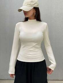 DAZY Women's Fitted Star Thermal Lined Warm T-Shirt Long Sleeve Women Tops,Thermal Lined Fall,Winter