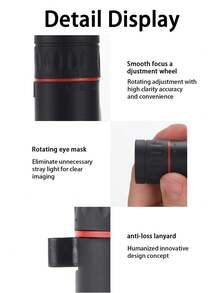 Teckwe This Mini Portable Monocular Binocular Is Lightweight, Portable, Waterproof, And Features Clear Optical Lenses, Making It Ideal For Camping, Birdwatching, Outdoor Adventures, And Travel. It Has A Non-Slip Grip For A Comfortable Feel And Is Durable - black - View 9