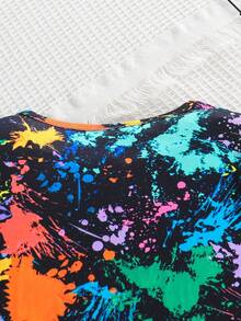 2pcs Tween BoysSnug Fit Sleepwear Set, Colorful Graffiti Print Long Sleeve Top And Pants, Comfortable Loungewear - Multicolor - View 7