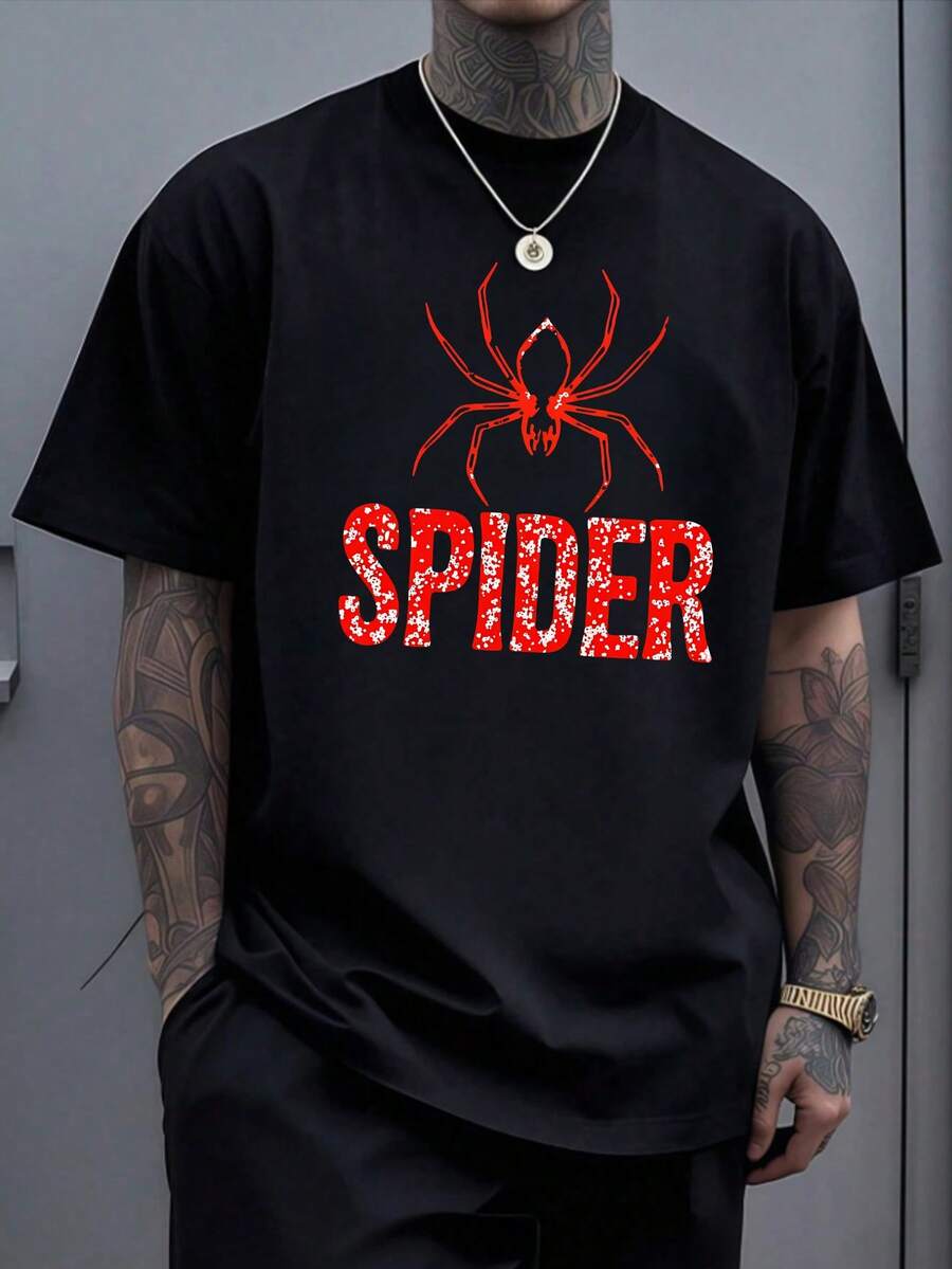 Moda nuevos modelos hombre camiseta manga corta diseño versátil suéter casual camiseta cuello redondo hombre tops - Negro - Ver 1