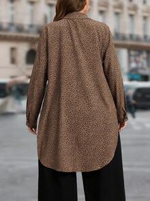 SHEIN LUNE Áo sơ mi nữ cỡ lớn tay dài in họa tiết da báo, kiểu dáng thường ngày, họa tiết da báo, áo sơ mi in họa tiết động vật, áo sơ mi dáng rộng cho nữ, áo sơ mi in họa tiết báo đốm, họa tiết động vật. - Nhiều màu - Xem 2