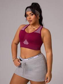 Rhythm Era Áo ngực thể thao không đường may phối màu tương phản dành cho nữ cỡ lớn - Màu Đỏ Sâu - Xem 5