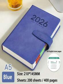 دفتر تخطيط إنجليزي ب- 400 صفحة لعام 2026 من جلد PU قابل للطي - كتاب تخطيط إنجليزي للبالغين مع أهداف شهرية وقوائم المهام اليومية. يومية جلد صناعي محمولة مؤرخة - دفتر كفاءة يومية لإدارة الوقت للطلاب والمهنيين. - متعدد الألوان - مشاهدة 11