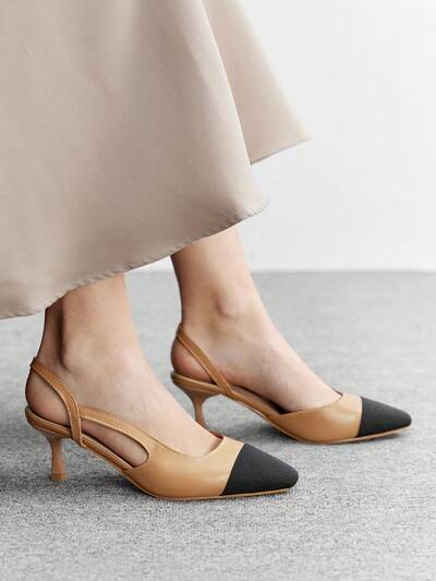 CUCCOO BIZCHIC Women's Fashionable High-Heeled Shoes With Elegant And Comfortable Color Card Splicing And Commuting Cutout Design