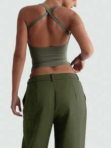 INAWLY 2pcs Women Casual Comfortable Camisole & Pants Set - Army Green - View 2