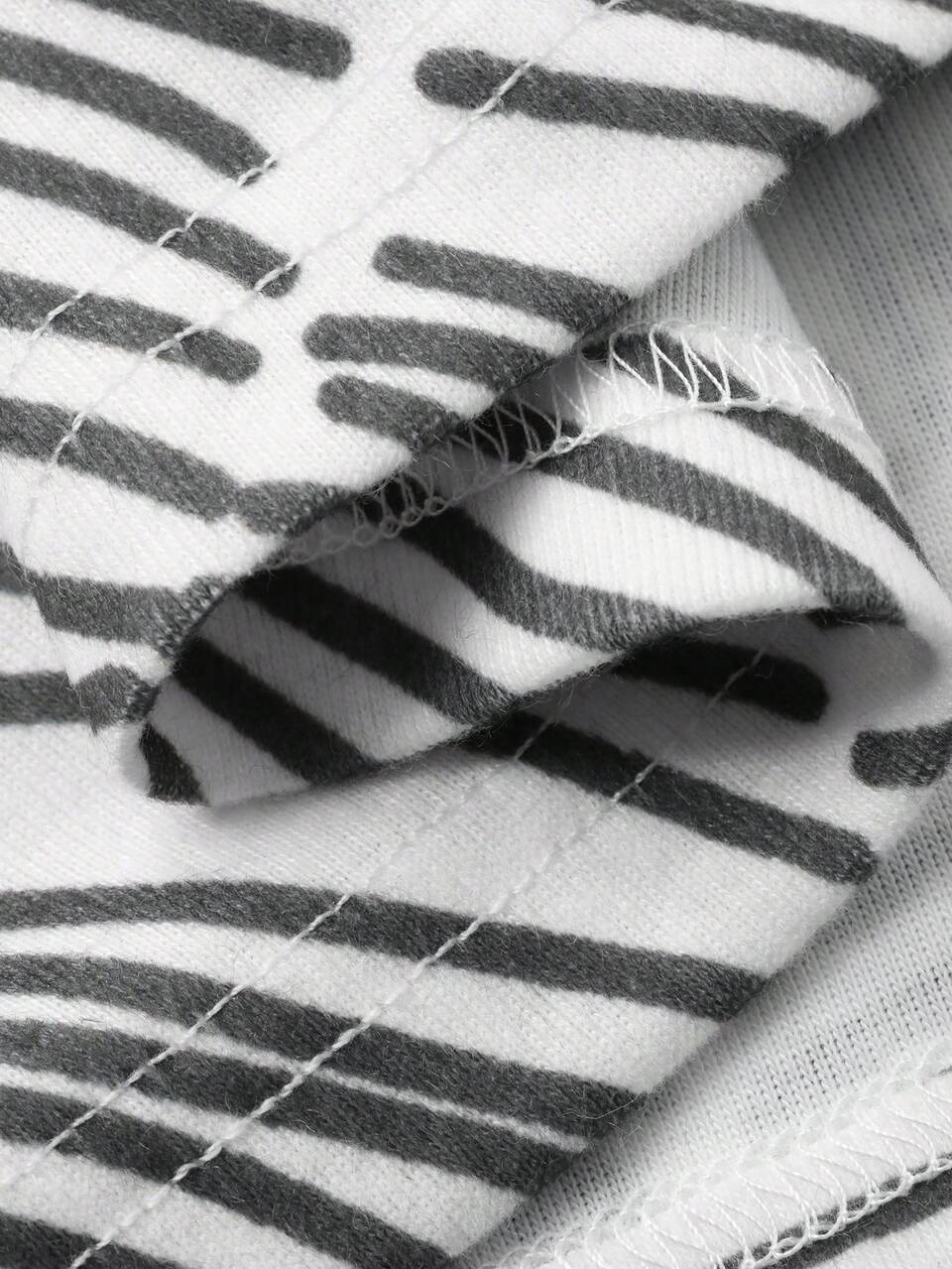 Women's Long Robe With Striped Pattern And Contrast Color Collar, Autumn/Winter