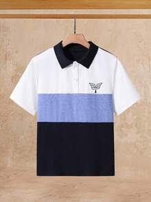 SHEIN Vacaura 男童撞色短袖休闲Polo衫 - 彩色 - 查看 3