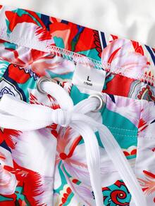 Manfinity Swimmode 男士印花抽绳腰泳裤 - 彩色 - 查看 8