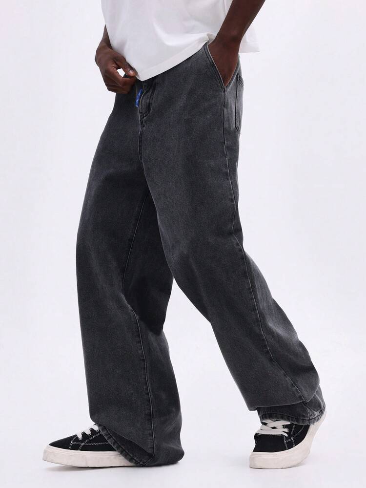 Wide Leg Embroidered Denim Jeans