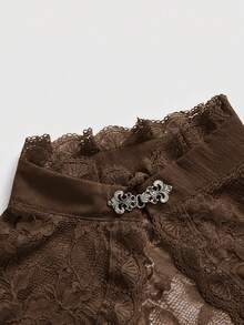 ROMWE Spring/SummercasualGothic Versatile Split Flare Sleeve Women Lace Shrug Cardigan - Brown - View 3