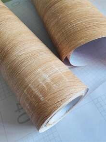1 Roll Wood Grain Peel And Stick Wallpaper Self Adhesive Rustic Removable Contact Paper Plank For Countertop Cupboard Cabinets Table Room Wardrobe Vinyl Film Renovation Wall Sticker - Mustard Yellow - View 3