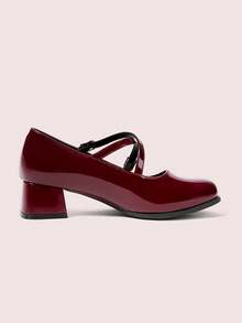 CUCCOO DOLLMOD Women's Fashionable Versatile Commuting Minimalist Buckle Pumps Valentine's Day - Burgundy - View 10