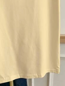 Resyla Women's Color Block Heart Print Short Sleeve T-Shirt - Light Yellow - View 4