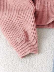 SHEIN Genkimix Kids 少女休闲纯色短款开衫，卡其色，柔软舒适，适合日常、户外、旅行、度假、居家、托儿所穿着。 - 粉色 - 查看 7