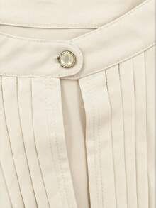 GlowEve CURVE 大码女式纯色圆领长袖褶皱优雅休闲衬衫 - 杏色 - 查看 4