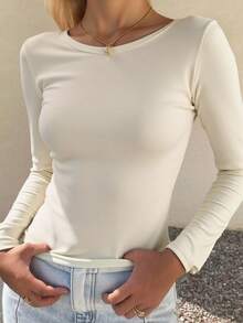 FRIFUL 女式休闲纯色羊毛T恤，秋冬长袖上衣