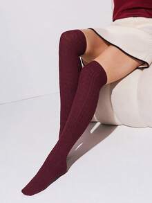 LUVLETTE Solid Over The Knee Socks