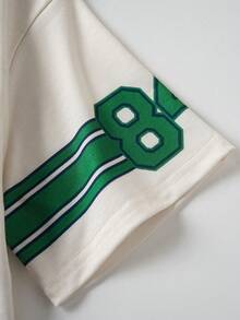 TEENAGE MUTANT NINJA TURTLES | SHEIN 青少年男童夏季休闲条纹拼接龟纹印花V领短袖T恤 - 杏色 - 查看 7