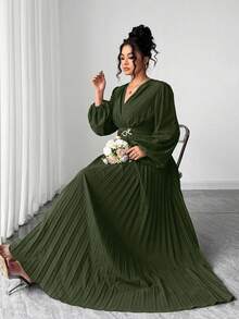 Elenzga Đầm nữ cỡ lớn màu hồng, khóa kim loại trang trí, xếp ly eo, cổ chữ V, thiết kế cổ áo sơ mi và tay áo, thích hợp cho mùa tựu trường, lễ tốt nghiệp, Ngày Valentine, lễ hội âm nhạc, Ngày của Mẹ, Halloween, Lễ Tạ ơn, Lễ Phục sinh, Ngày Quốc khánh, dạ hội, tiệc hẹn hò, mùa cưới, du lịch ngoài trời. - xanh quân đội - Xem 6