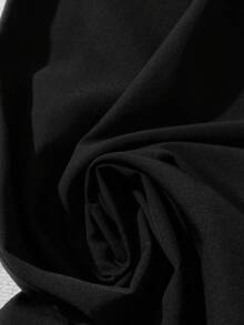 GlowEve CURVE Plus Size Solid Color Cap Sleeve Ruffle Hem Wrap Waist Loose Jumpsuit - Black - View 4