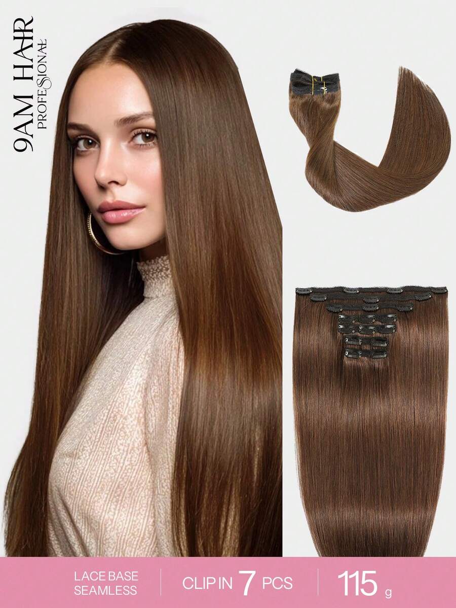 7 CÁI Với 20 Kẹp Tóc Thẳng Kẹp Trong Tóc Nối 100% Tóc Thật Màu 2# Nâu Nhạt 14-22 Inch 115G Kẹp Tóc Nối Vô Hình Sợi Đôi Remy Tóc Người Tự Nhiên Cho Phụ Nữ Bé Gái Sử Dụng Hàng Ngày - S4 - Xem 1