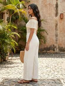 Mujer Pantalones Casual Tela Suave Pierna Ancha Ajuste Suelto Sin Cuello Sin Mangas Primavera Verano Uso Diario Pantalón - Blanco - Ver 2