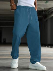 Manfinity Hypemode Young Street-Style Solid Color Casual Sweatpants For Men - Blue - View 5
