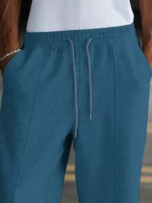 Manfinity Hypemode Young Street-Style Solid Color Casual Sweatpants For Men - Blue - View 4